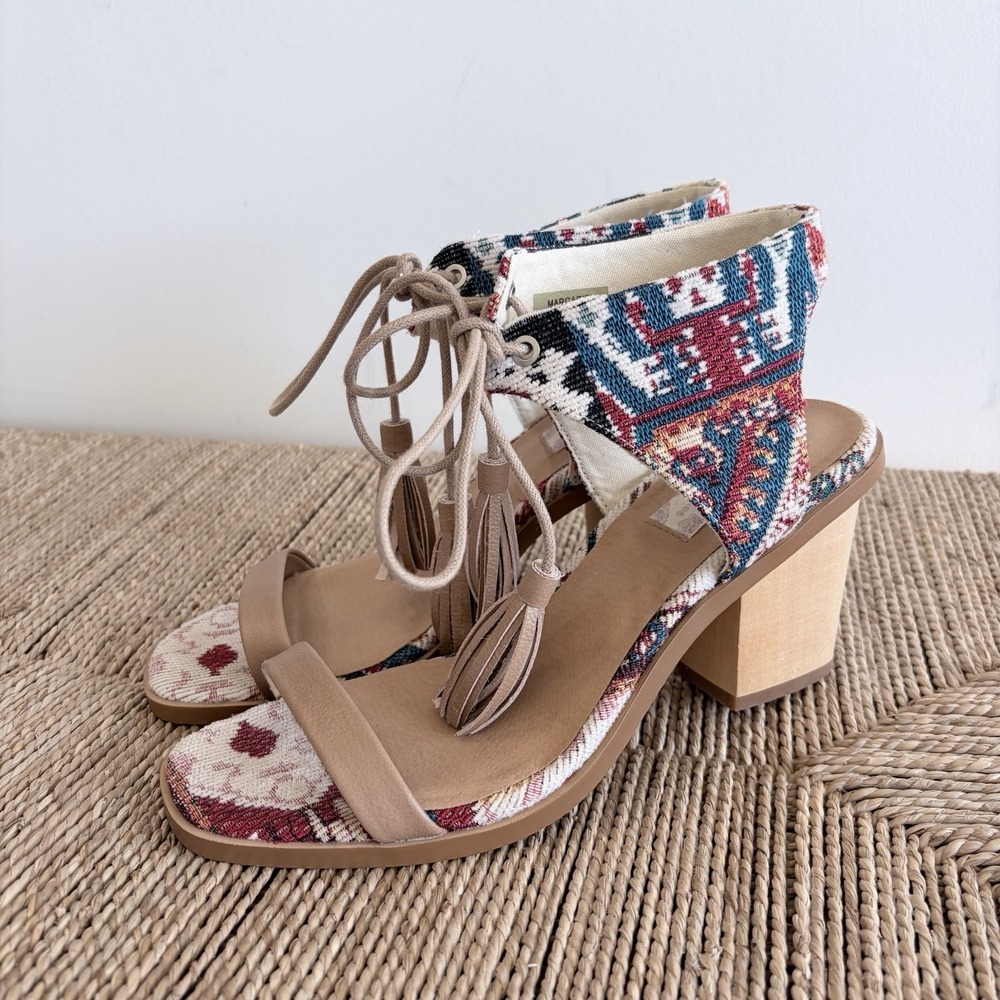 Band of Gypsies Margarita Open Toe Heel Sandals Boho Tapestry Sz 8 Cottage Beach